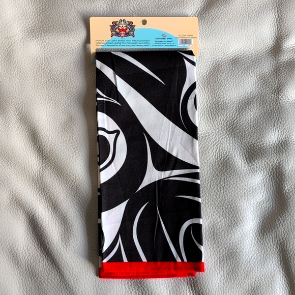 Cotton Kitchen Towel Double Headed Sea Serpent Indigenous Design by Chazz Mack - Picture 3 of 4